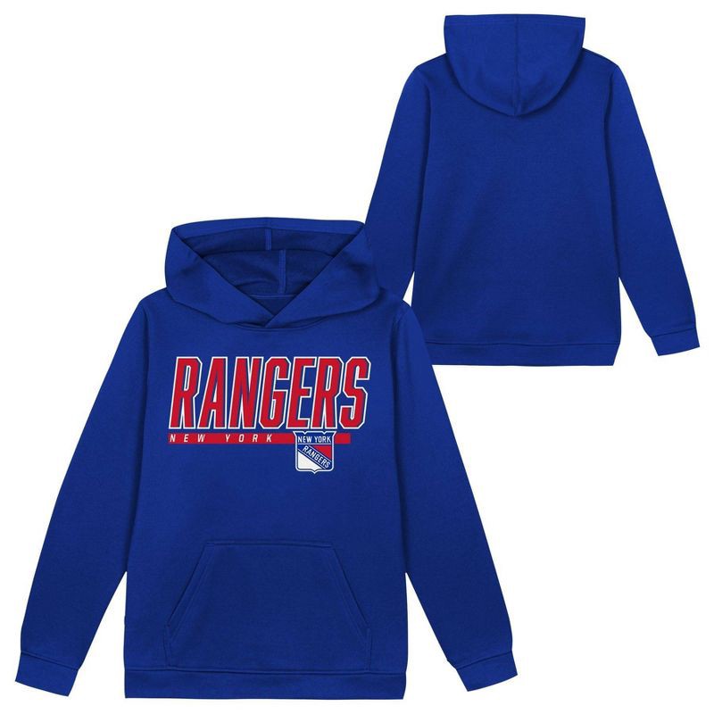 slide 1 of 3, NHL New York Rangers Boys' Poly Fleece Hooded Sweatshirt - L, 1 ct