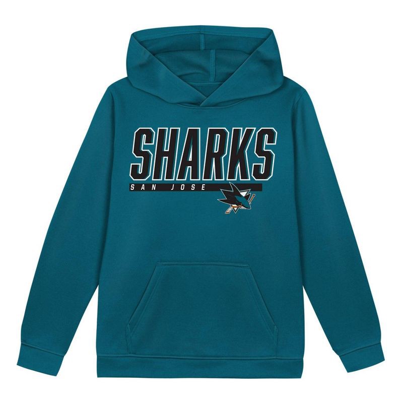 slide 2 of 3, NHL San Jose Sharks Boys' Poly Fleece Hooded Sweatshirt - M, 1 ct