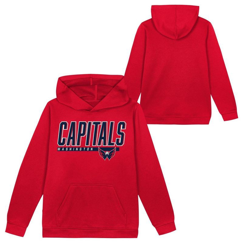 slide 1 of 3, NHL Washington Capitals Boys' Poly Fleece Hooded Sweatshirt - M, 1 ct