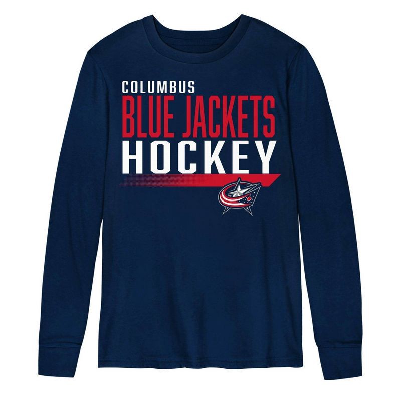slide 2 of 3, NHL Columbus Blue Jackets Boys' Long Sleeve T-Shirt - S, 1 ct