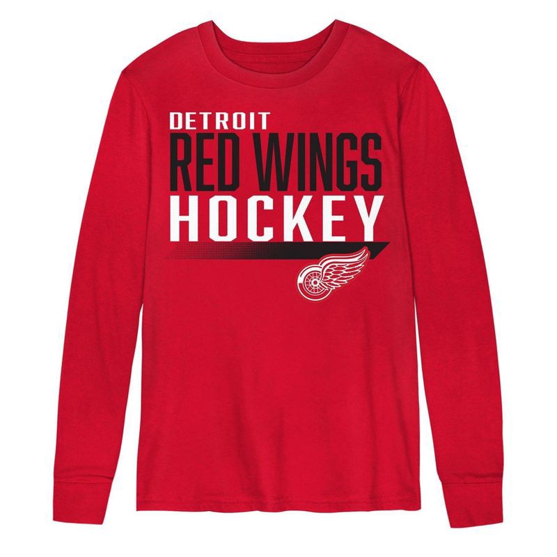slide 2 of 3, NHL Detroit Red Wings Boys' Long Sleeve T-Shirt - S, 1 ct