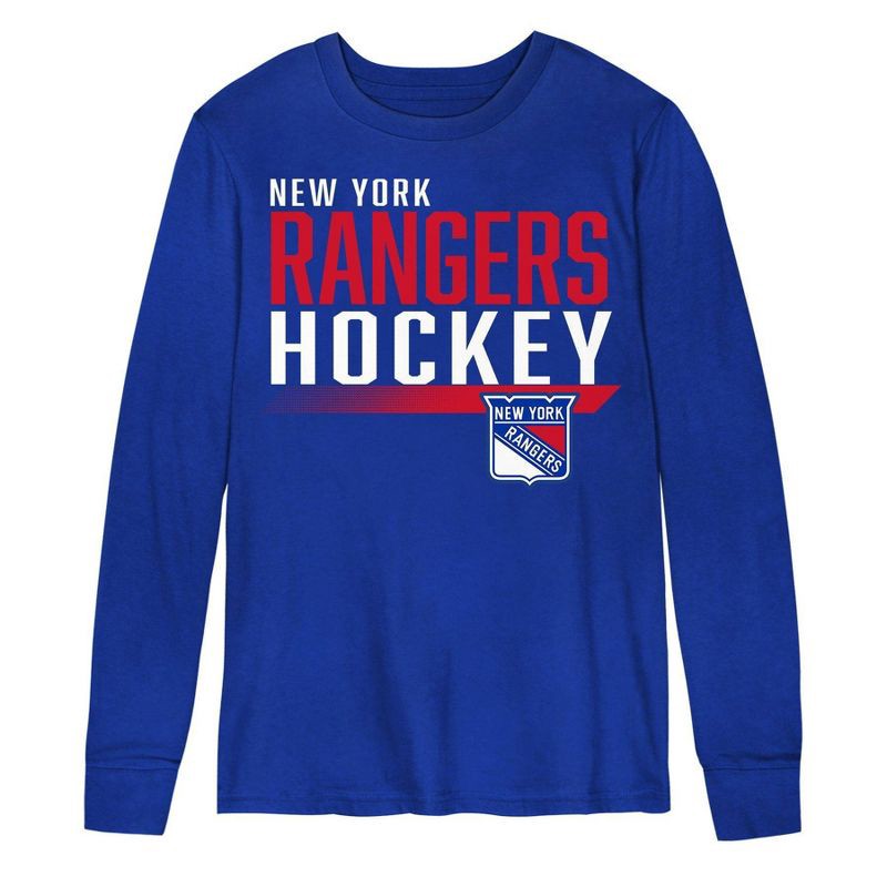 slide 2 of 3, NHL New York Rangers Boys' Long Sleeve T-Shirt - L, 1 ct