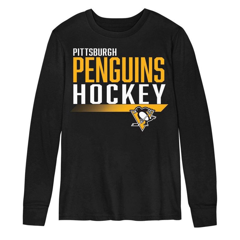 slide 2 of 3, NHL Pittsburgh Penguins Boys' Long Sleeve T-Shirt - M, 1 ct