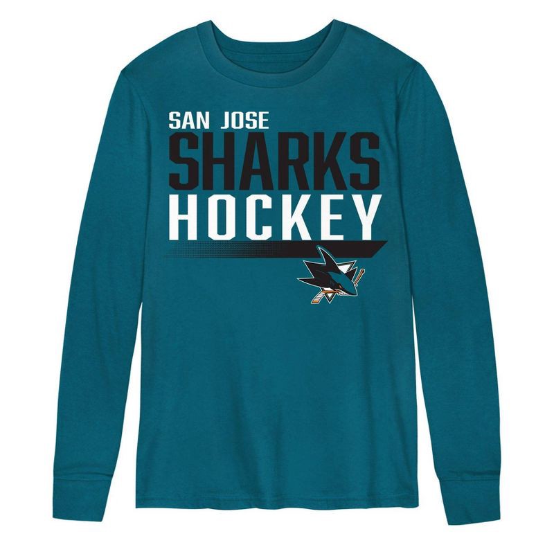 slide 2 of 3, NHL San Jose Sharks Boys' Long Sleeve T-Shirt - XL, 1 ct