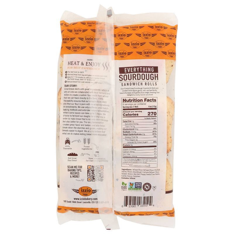 slide 2 of 4, Izzio Artisan Bakery Everything Sourdough Sandwich Rolls - 24oz/6ct, 6 ct; 24 oz
