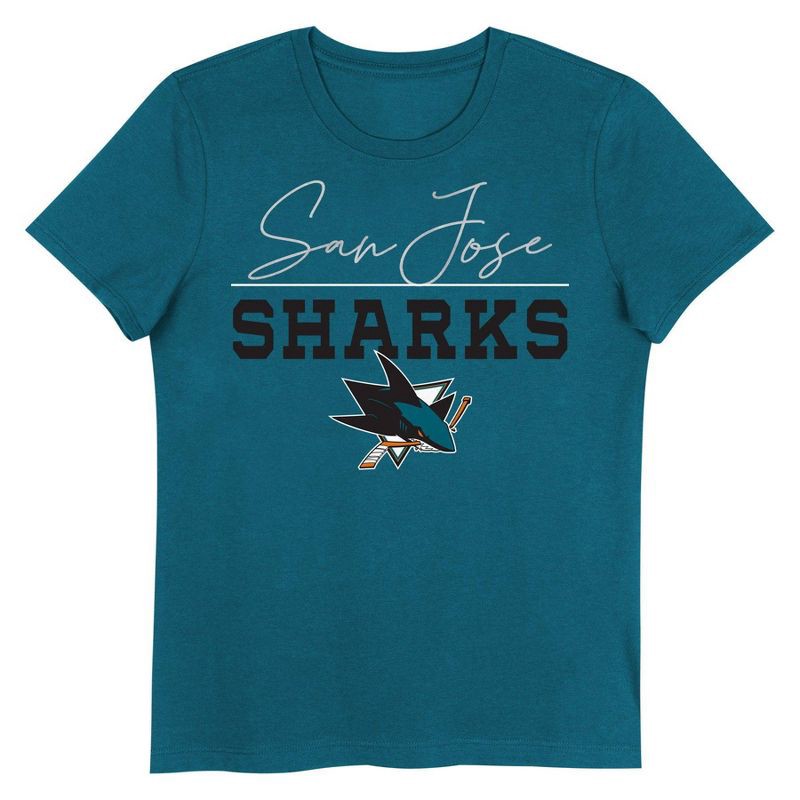 slide 1 of 1, NHL San Jose Sharks Girls' V-Neck T-Shirt - XL, 1 ct