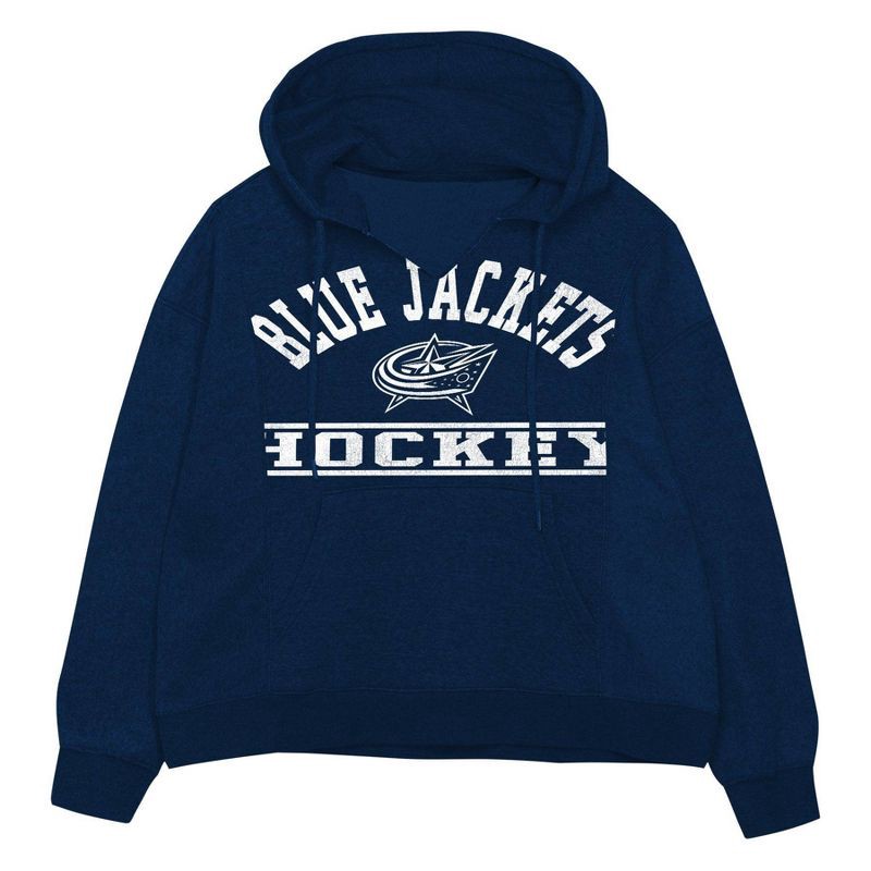 slide 3 of 3, NHL Columbus Blue Jackets Girls' Long Sleeve Hooded Sweatshirt - M, 1 ct