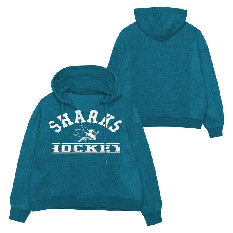 slide 1 of 3, NHL San Jose Sharks Girls' Long Sleeve Hooded Sweatshirt - L, 1 ct