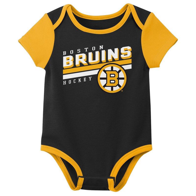 slide 4 of 4, NHL Boston Bruins Infant Boys' 3pk Bodysuit - 12M, 3 ct