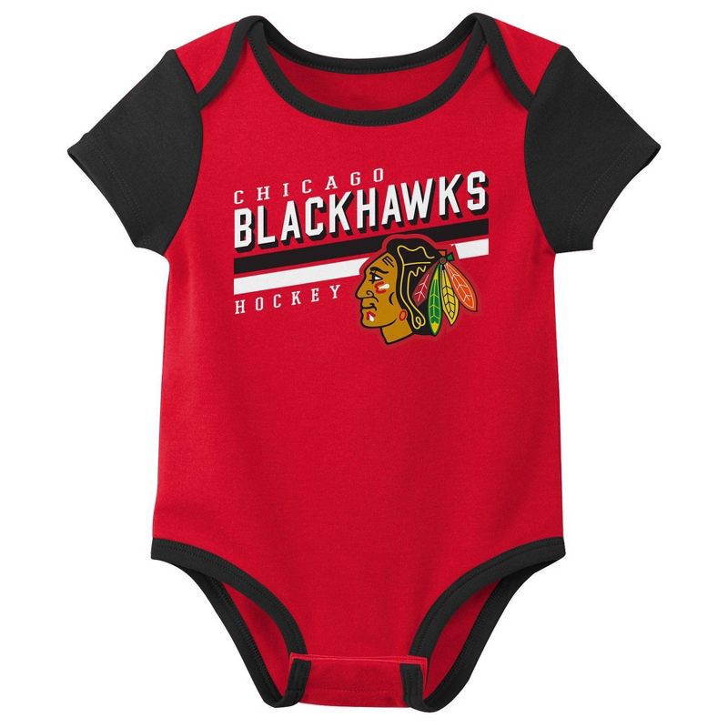 slide 4 of 4, NHL Chicago Blackhawks Infant Boys' 3pk Bodysuit - 3-6M, 3 ct