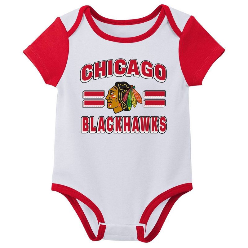 slide 3 of 4, NHL Chicago Blackhawks Infant Boys' 3pk Bodysuit - 18M, 3 ct