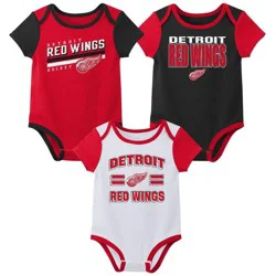 NHL Detroit Red Wings Infant Boys' 3pk Bodysuit - 6-9M
