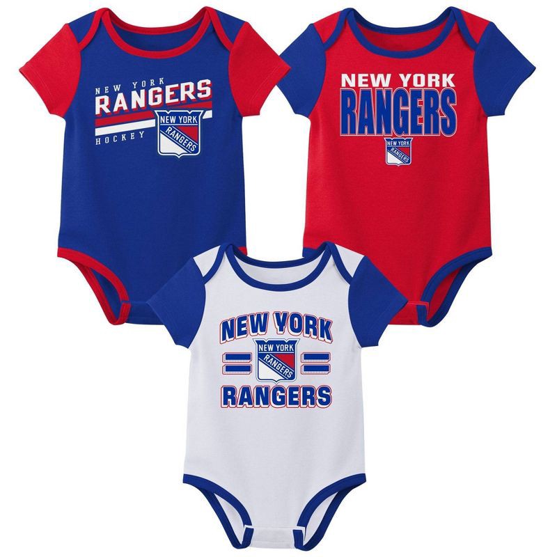 slide 1 of 4, NHL New York Rangers Infant Boys' 3pk Bodysuit - 0-3M, 3 ct