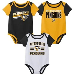 NHL Pittsburgh Penguins Infant Boys' 3pk Bodysuit - 6-9M