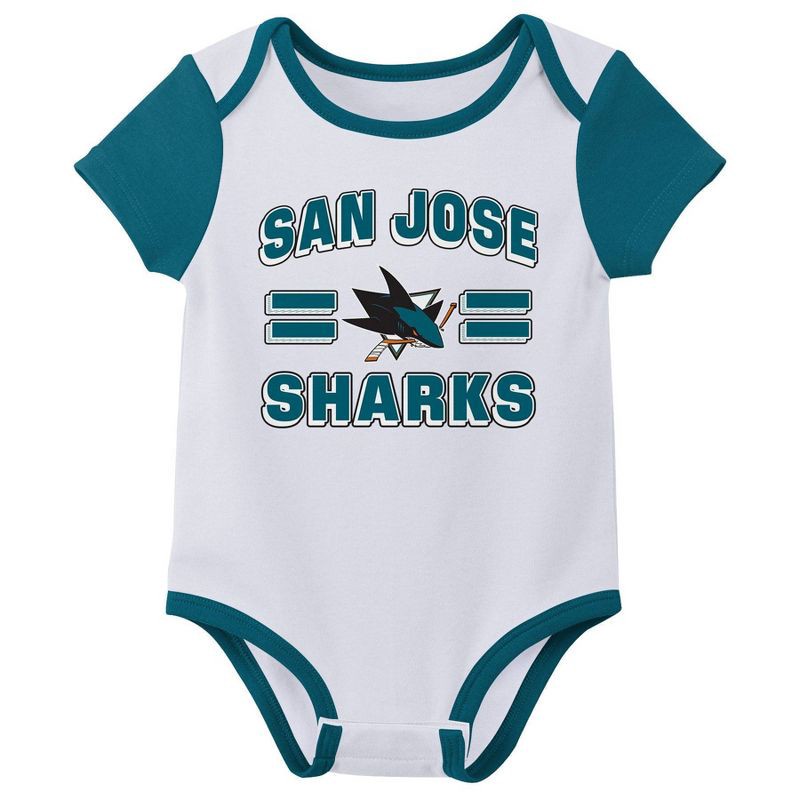 slide 3 of 4, NHL San Jose Sharks Infant Boys' 3pk Bodysuit - 12M, 3 ct