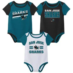 NHL San Jose Sharks Infant Boys' 3pk Bodysuit - 12M
