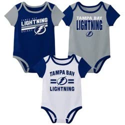 NHL Tampa Bay Lightning Infant Boys' 3pk Bodysuit - 6-9M