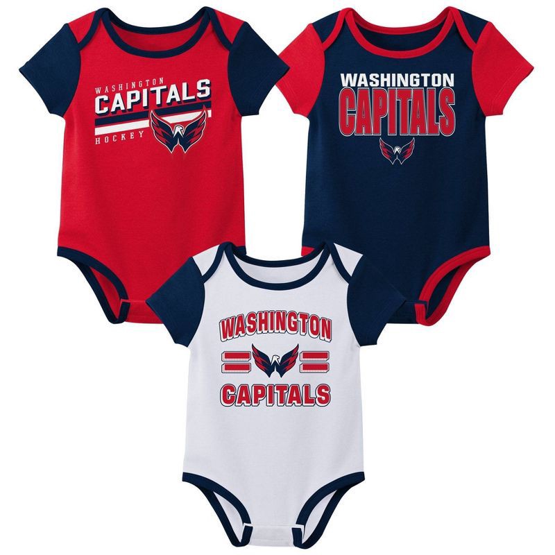 slide 1 of 4, NHL Washington Capitals Infant Boys' 3pk Bodysuit - 12M, 3 ct