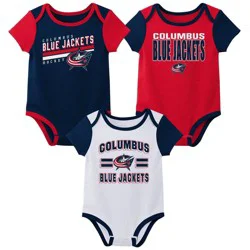 NHL Columbus Blue Jackets Infant Boys' 3pk Bodysuit - 18M