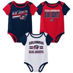 NHL Columbus Blue Jackets Infant Boys' 3pk Bodysuit - 18M