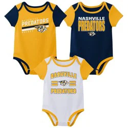 NHL Nashville Predators Infant Boys' 3pk Bodysuit - 0-3M