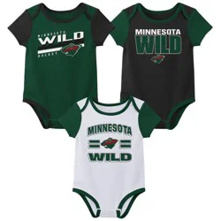 NHL Minnesota Wild Infant Boys' 3pk Bodysuit - 3-6M