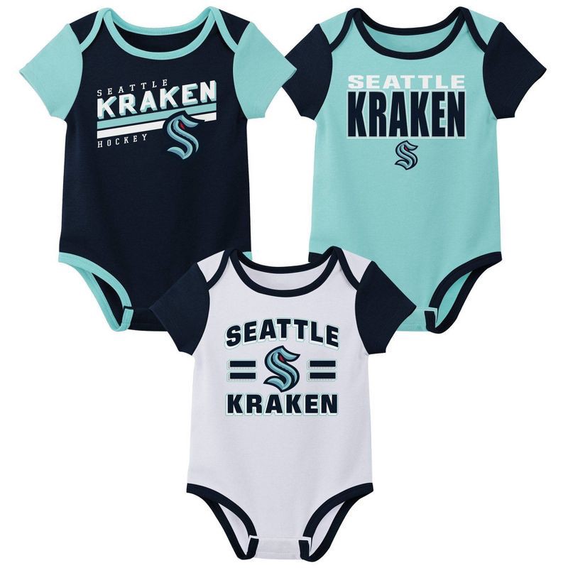 slide 1 of 4, NHL Seattle Kraken Infant Boys' 3pk Bodysuit - 12M, 3 ct