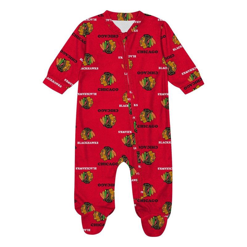 slide 2 of 3, NHL Chicago Blackhawks Infant Boys' Sleeper Bodysuit - 12M, 1 ct