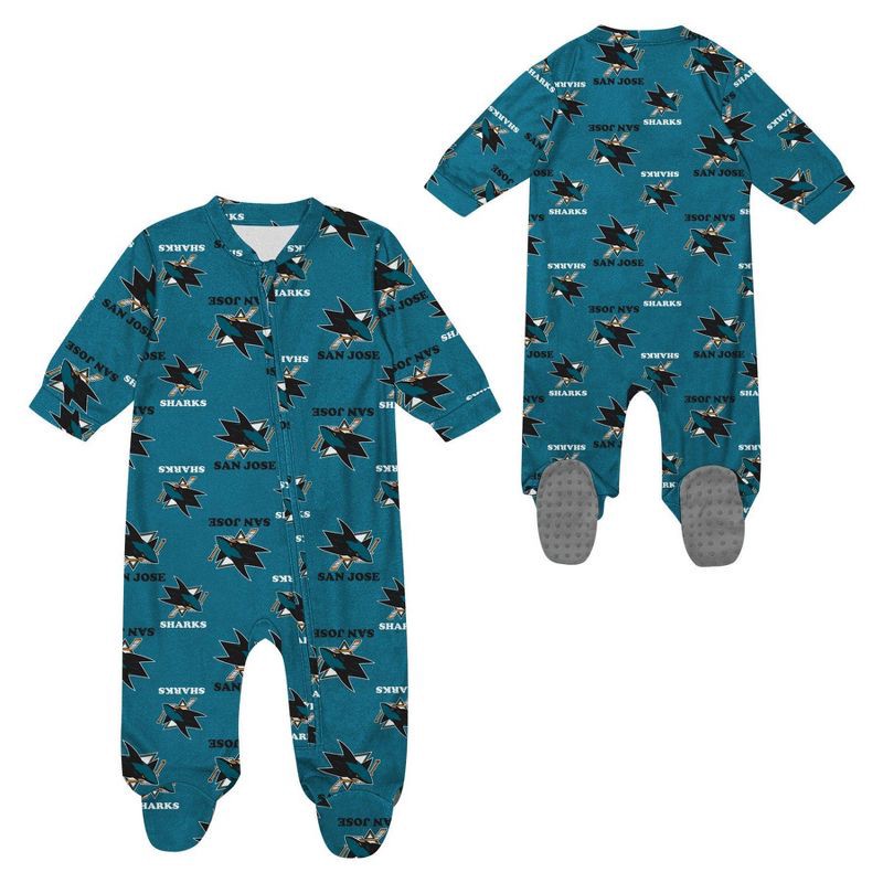 slide 1 of 3, NHL San Jose Sharks Infant Boys' Sleeper Bodysuit - 0-3M, 1 ct