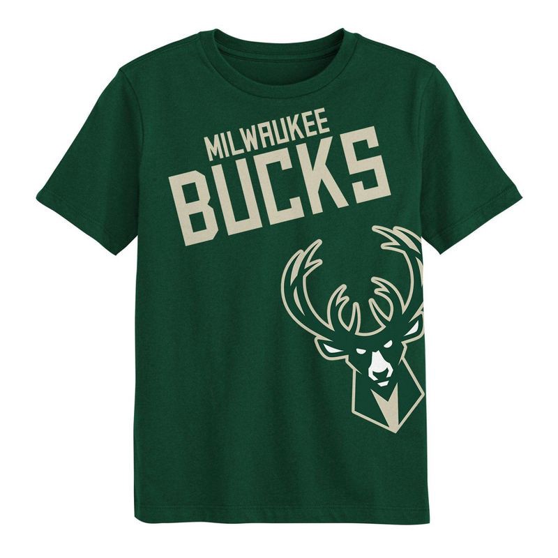 slide 2 of 3, NBA Milwaukee Bucks Kids' Short Sleeve T-Shirt - S, 1 ct