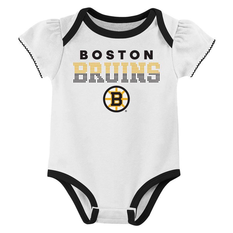 slide 2 of 4, NHL Boston Bruins Infant Girls' 3pk Bodysuits - 18M, 3 ct