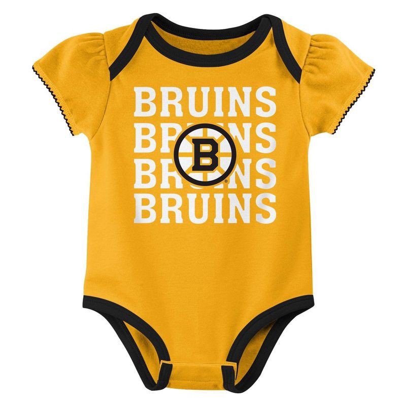 slide 3 of 4, NHL Boston Bruins Infant Girls' 3pk Bodysuits - 18M, 3 ct