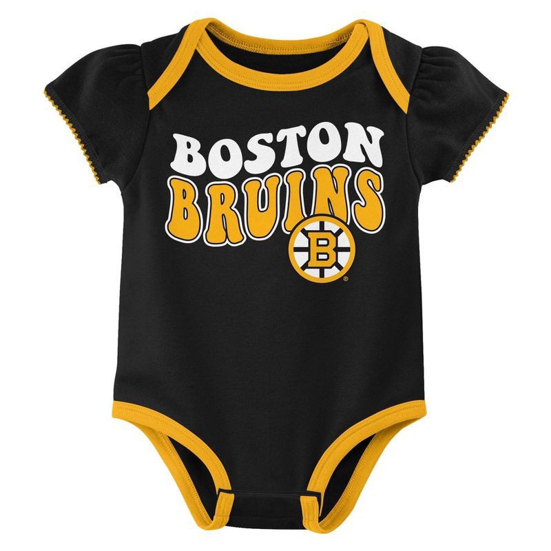 slide 4 of 4, NHL Boston Bruins Infant Girls' 3pk Bodysuits - 18M, 3 ct