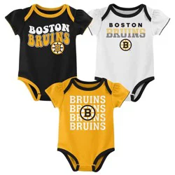 NHL Boston Bruins Infant Girls' 3pk Bodysuits - 18M