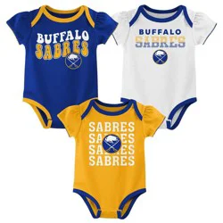 NHL Buffalo Sabres Infant Girls' 3pk Bodysuits - 12M