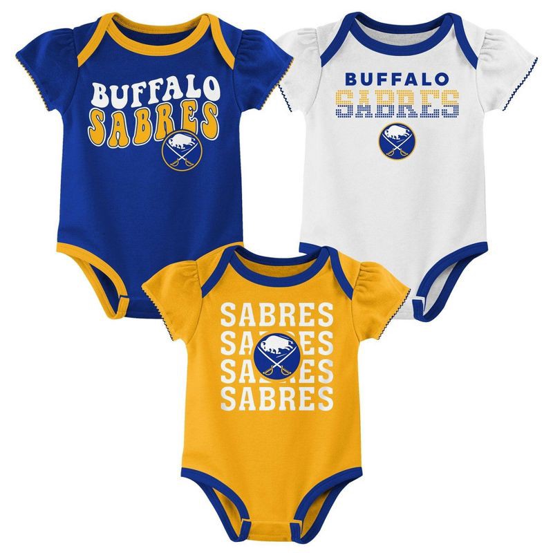 slide 1 of 4, NHL Buffalo Sabres Infant Girls' 3pk Bodysuits - 18M, 3 ct