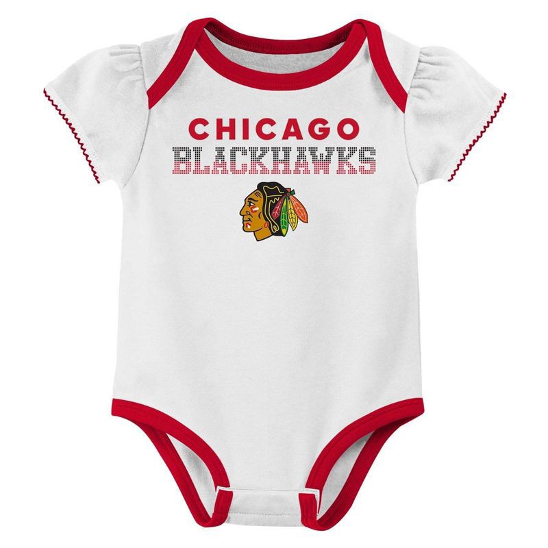 slide 2 of 4, NHL Chicago Blackhawks Infant Girls' 3pk Bodysuits - 18M, 3 ct