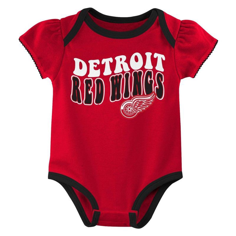 slide 4 of 4, NHL Detroit Red Wings Infant Girls' 3pk Bodysuits - 6-9M, 3 ct