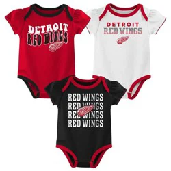 NHL Detroit Red Wings Infant Girls' 3pk Bodysuits - 6-9M