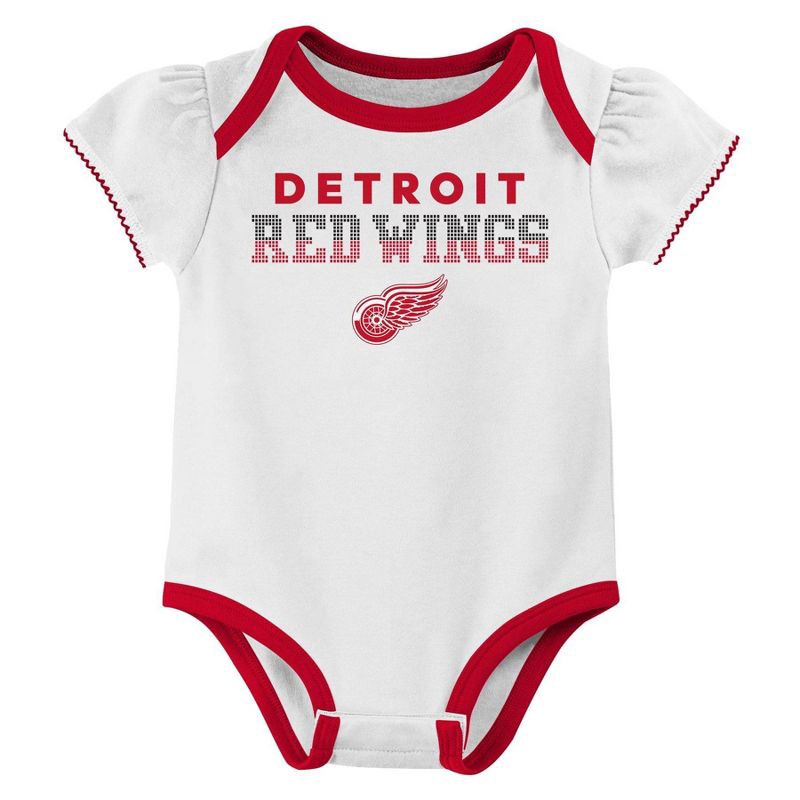 slide 2 of 4, NHL Detroit Red Wings Infant Girls' 3pk Bodysuits - 12M, 3 ct