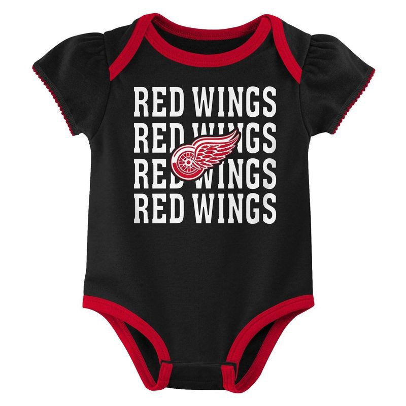 slide 3 of 4, NHL Detroit Red Wings Infant Girls' 3pk Bodysuits - 12M, 3 ct