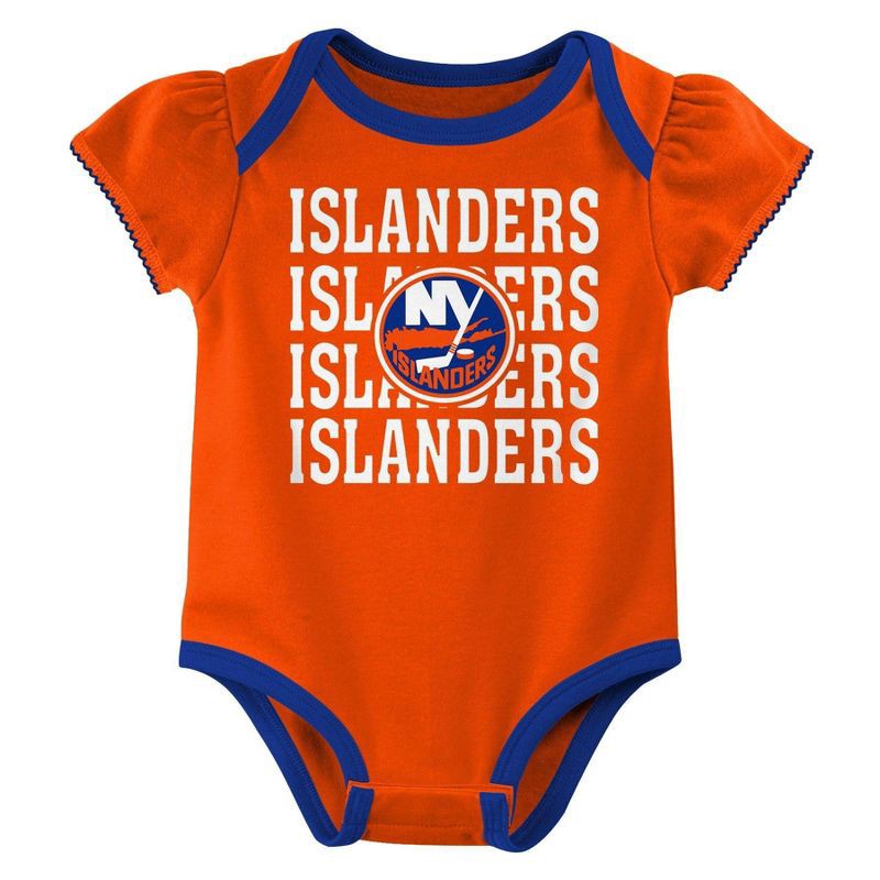 slide 3 of 4, NHL New York Islanders Infant Girls' 3pk Bodysuits - 0-3M, 3 ct