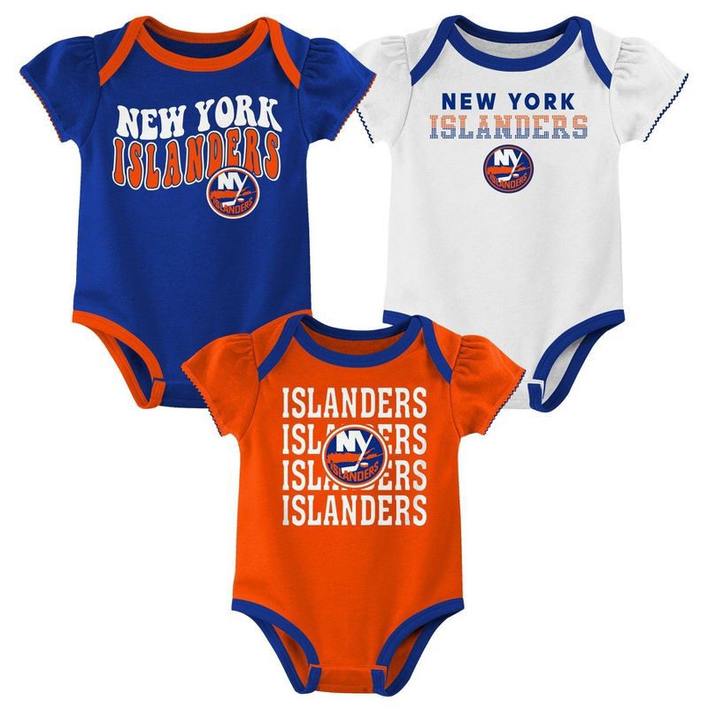 slide 1 of 4, NHL New York Islanders Infant Girls' 3pk Bodysuits - 18M, 3 ct