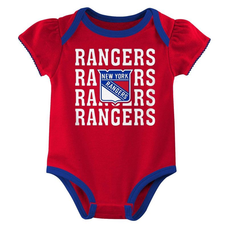 slide 3 of 4, NHL New York Rangers Infant Girls' 3pk Bodysuits - 0-3M, 3 ct