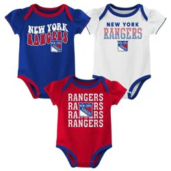 NHL New York Rangers Infant Girls' 3pk Bodysuits - 3-6M
