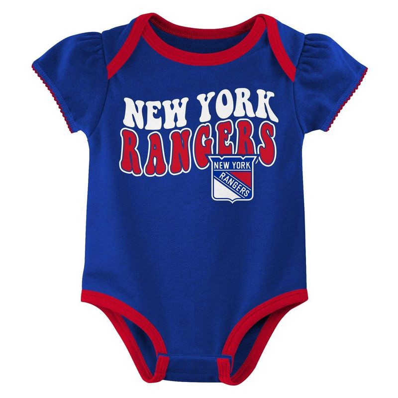 slide 4 of 4, NHL New York Rangers Infant Girls' 3pk Bodysuits - 12M, 3 ct