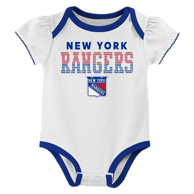 slide 2 of 4, NHL New York Rangers Infant Girls' 3pk Bodysuits - 18M, 3 ct