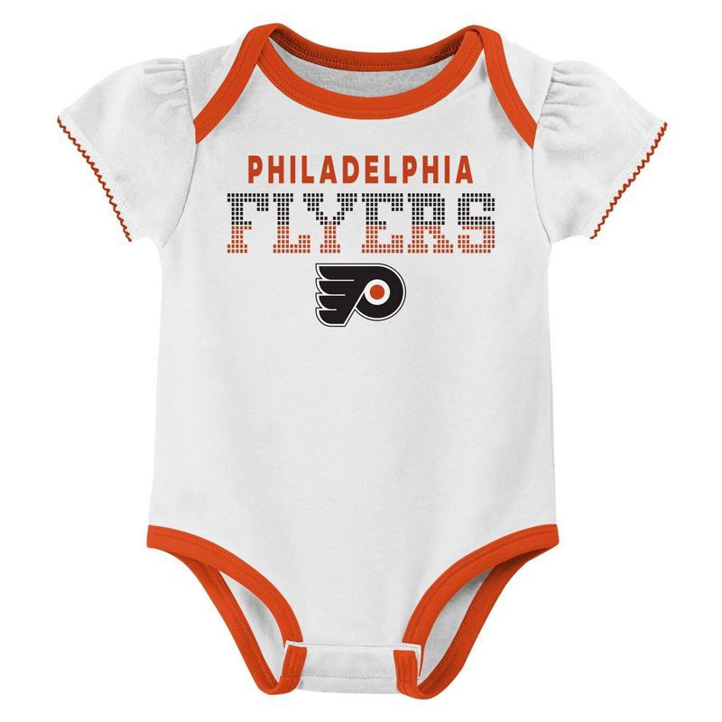 slide 2 of 4, NHL Philadelphia Flyers Infant Girls' 3pk Bodysuits - 0-3M, 3 ct
