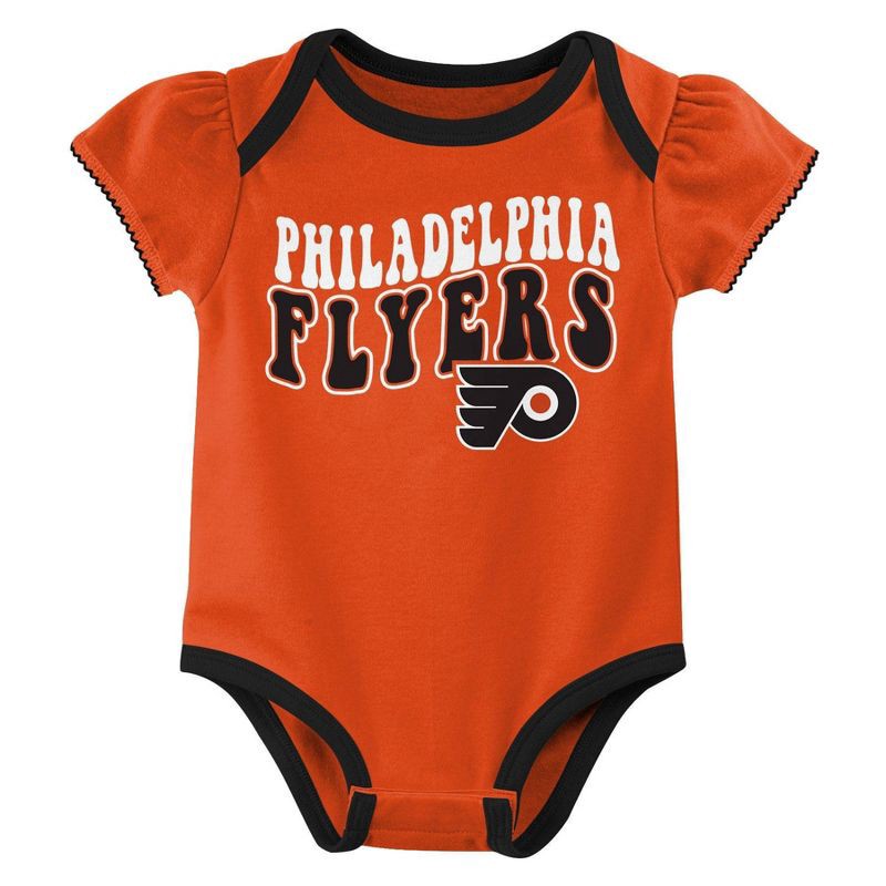 slide 4 of 4, NHL Philadelphia Flyers Infant Girls' 3pk Bodysuits - 0-3M, 3 ct