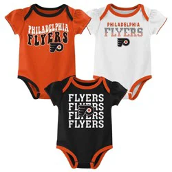 NHL Philadelphia Flyers Infant Girls' 3pk Bodysuits - 0-3M